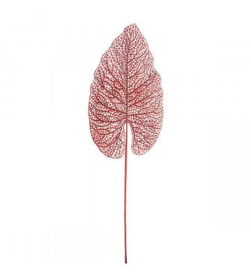 Artificial heart-shaped leaf red glitter H62cm - nardini forniture