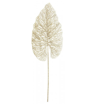 Artificial heart-shaped leaf gold glitter H62cm - nardini forniture