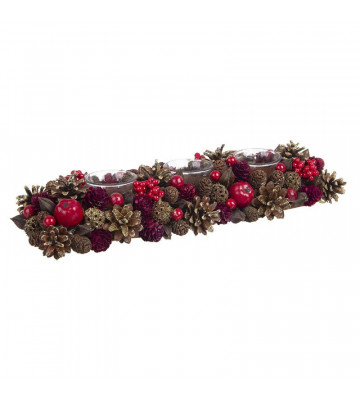 Pine cones and berries candle holder 42cm - nardini forniture