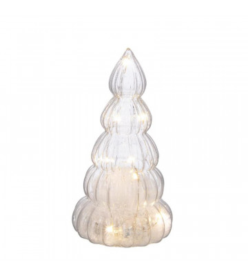 Small glass christmas tree with led and feathers - nardini forniture