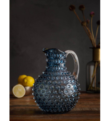 Blue glass jug diamond tip 2L - chehoma - nardini forniture