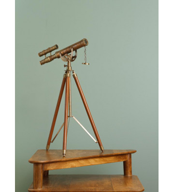 Double Telescope on brass and wood tripod - chehoma - nardini forniture