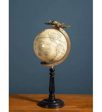 Globe with plane in brass 49cm