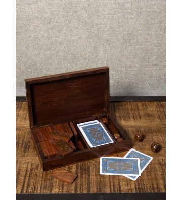 Scatola con carte da gioco e domino 25cm - chehoma - nardini forniture