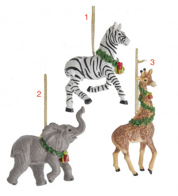 Elephant, zebra and giraffe christmas balls / 3 figures - nardini forniture