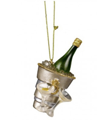 Christmas bauble glacette with champagne 10cm