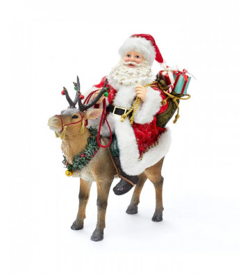 Santa Claus on reindeer decorated by hand 30cm - nardini forniture