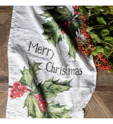 Canovaccio in lino con "Merry Christmas" 50x68cm - nardini forniture