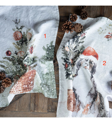 Linen tea towel with christmas 50x68cm / 2 designs - nardini forniture