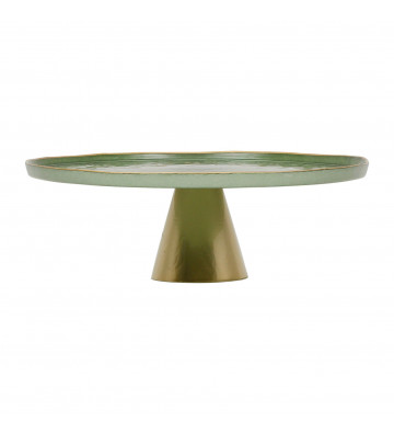 Circular cake stand in gold and green metal Ø28cm - cote table - nardini supplies