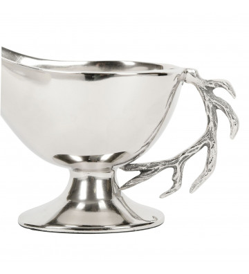 Silver gravy boat with horn handle