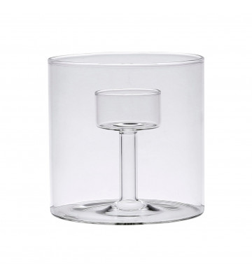 Transparent glass tealight holder H11cm