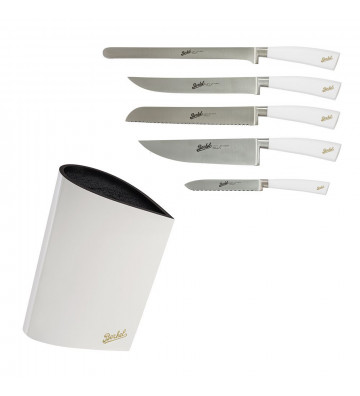 Berkel elegance block set of 5 white chef knives - nardini supplies