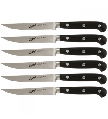 Set of 6 Adhoc steak knives black smooth blade - Berkel - nardini supplies