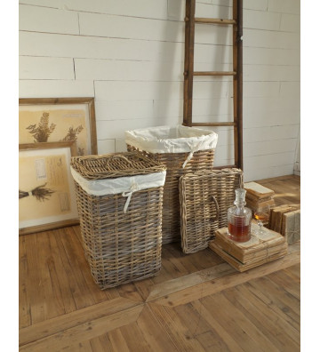 Woven kubu basket with lid and lining / 2 sizes - Nardini Supplies