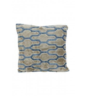 Geometric blue velvet cushion 45cm - light and living - nardini supplies