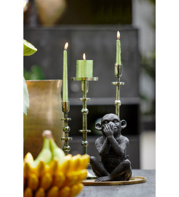 Porta candela in metallo verde H40cm - light and living - nardini forniture
