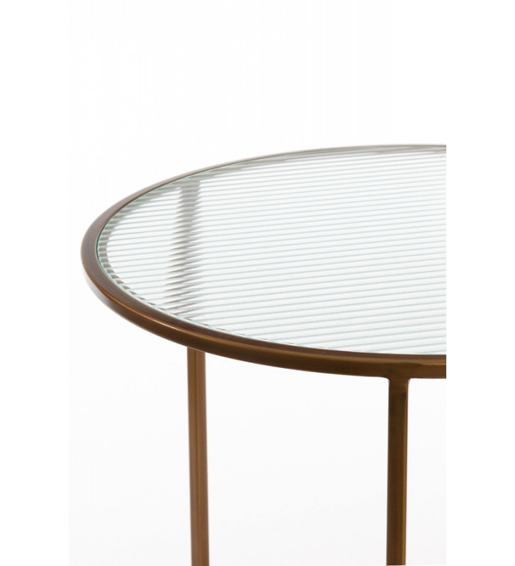Ferati round side table in gold metal / 2 sizes - light and living - nardini supplies