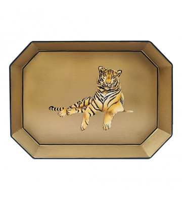Gold metal tray with tiger - les ottomans - nardini supplies