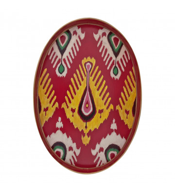 Oval tray in red Ikat metal - les ottomans - nardini supplies