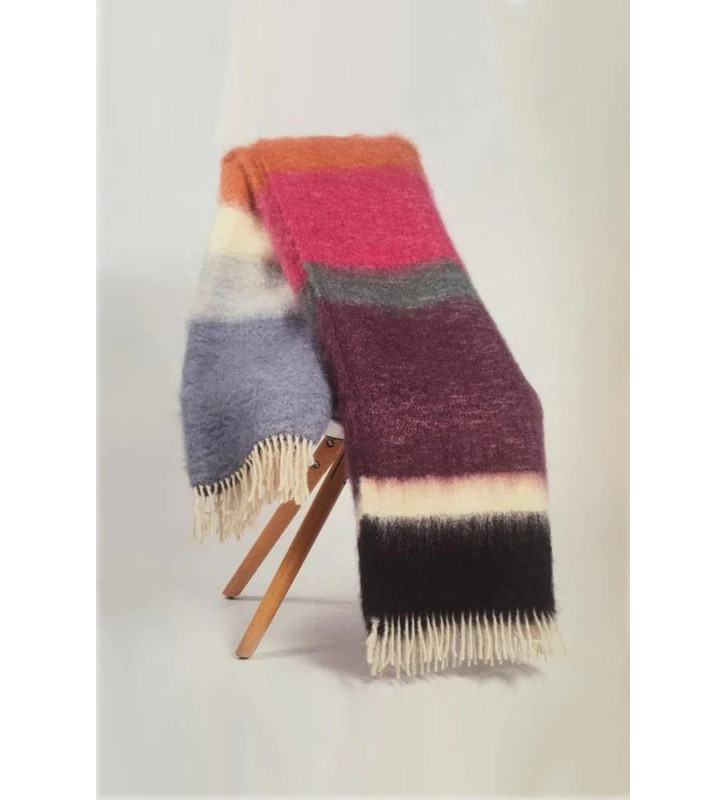 Matisse 14 blanket in Mohair with colored stripes 130x200cm - Mantas Ezcaray - Nardini Forniture