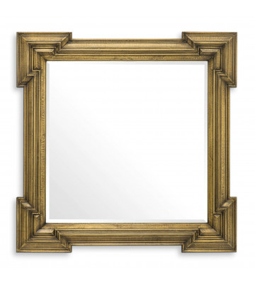 Square mirror in brass 107cm