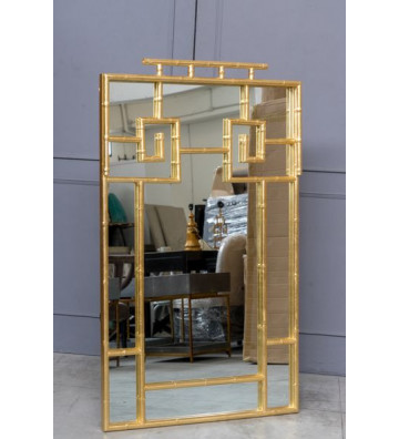 Specchio effetto bambù oro