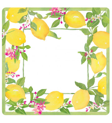 Piatto in carta quadrato fantasia limoni 8pz - Caspari - Nardini Forniture