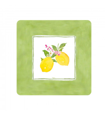 Piatto da dessert in carta quadrato fantasia limoni 8pz - Caspari - Nardini Forniture