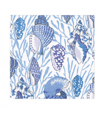 Tovaglioli in carta con conchiglie e coralli blu 20pz - Caspari - Nardini Forniture