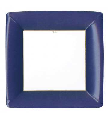 Piatto in carta quadrato bordo blu 8pz - Caspari - Nardini Forniture