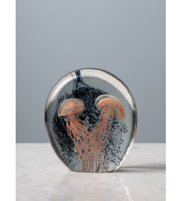 Fermacarte in vetro con meduse rosa 12cm - chehoma - nardini forniture