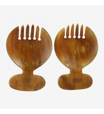 Short salad cutlery brown horn