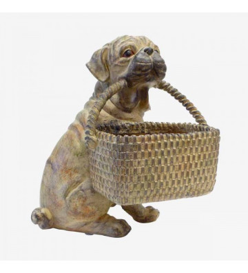 Statuetta cane con cestino in bocca - nardini forniture
