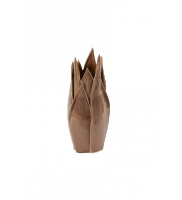 Vaso a tulipano smaltato marrone 31cm - light and living - nardini forniture