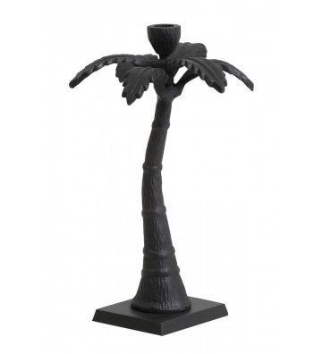 Porta candela palma in metallo nero h32cm - light and living - nardini forniture
