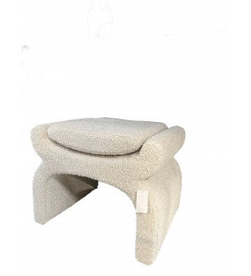 Design stool in bouclé beige