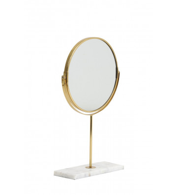 Specchio da tavolo tondo oro, base marmo bianco - light and living - nardini forniture