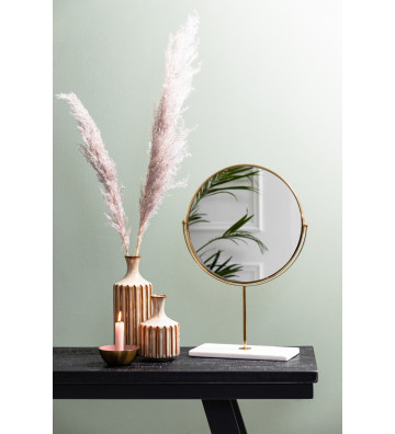 Specchio da tavolo tondo oro, base marmo bianco - light and living - nardini forniture