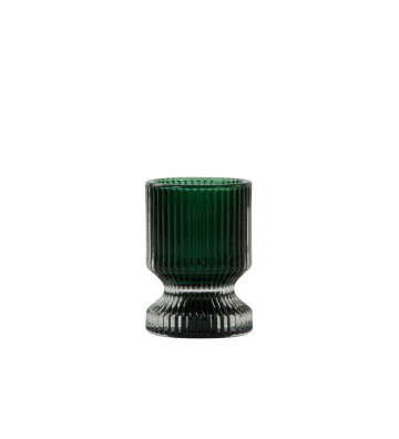 Tealight in vetro zigrinato verde 6x8,5cm - light and living - nardini forniture