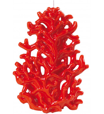 Candela a forma di corallo laccata rossa h22cm