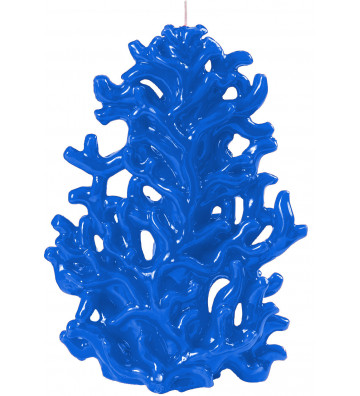 Candela a forma di corallo laccata blu h22cm