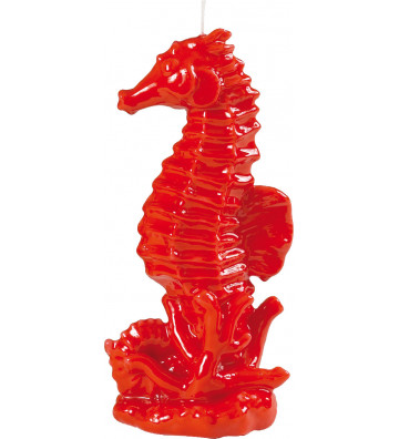 Candela a forma di cavalluccio marino laccata rossa h23cm - nardini forniture
