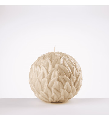 Candela a sfera foliage laccata beige 15cm