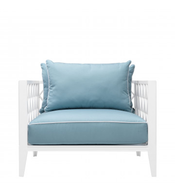 White armchair with blue cushions Ocean Club- Eichholtz