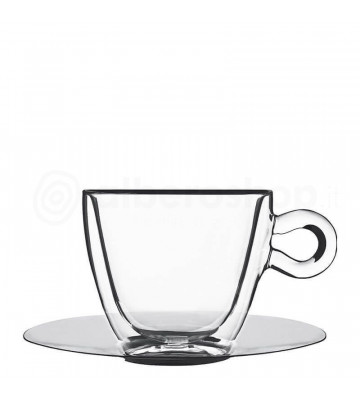 Tazza caffè classica con piattino in vetro e acciaio - nardini forniture