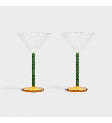 Bicchiere in vetro coupè perle verdi - nardini forniture