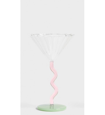 Bicchiere in vetro coupè con stelo curvo rosa - nardini forniture
