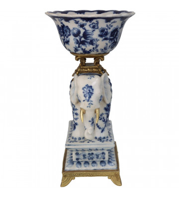 Vaso ciotola Elefante in ceramica blu e bianco h28cm - nardini forniture