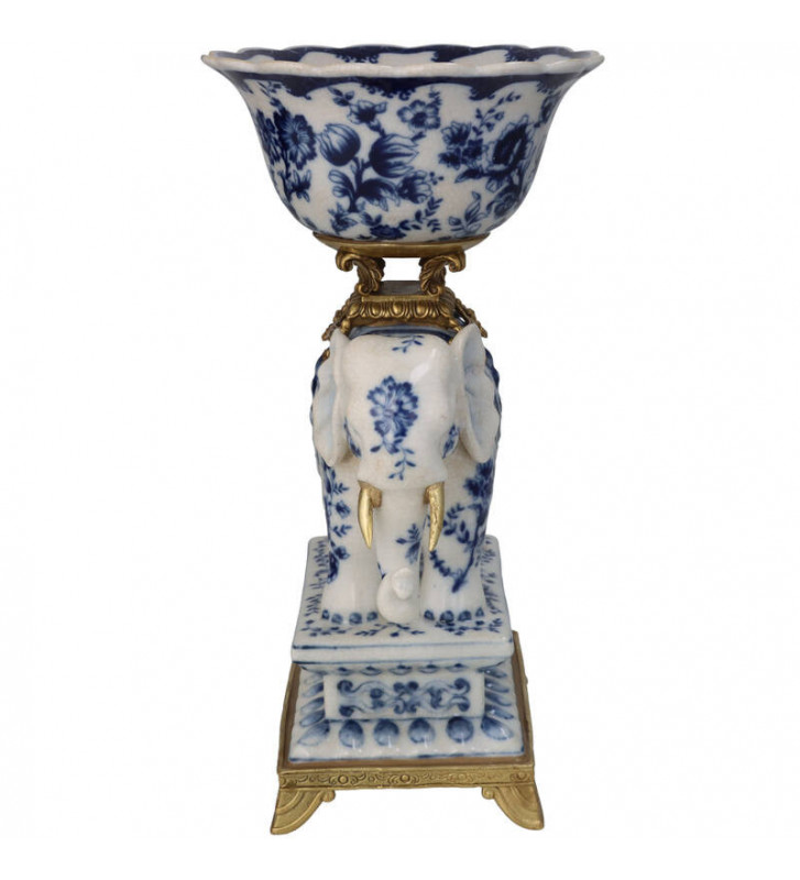 Vaso vintage in porcellana Thun Karlovarsky, blu cobalto originale e  ciotola con piedi d'oro 24KT, ciotola candy -  Italia